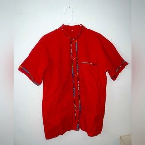 Mexican style short sleeve button up shirt